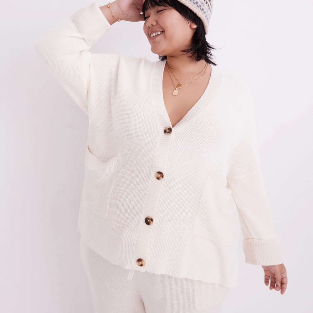 Madewell Asherton Waffle Cardigan Sweater Size S